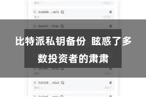 比特派私钥备份  眩惑了多数投资者的肃肃